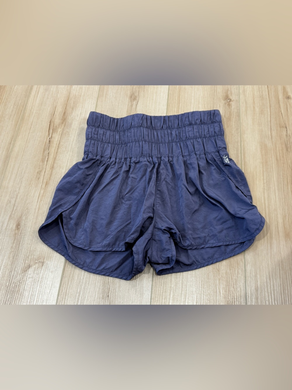 FP Movement Way Home Shorts Deep Sea Navy Smocked Waist Running Sz S - Picture 3 of 7